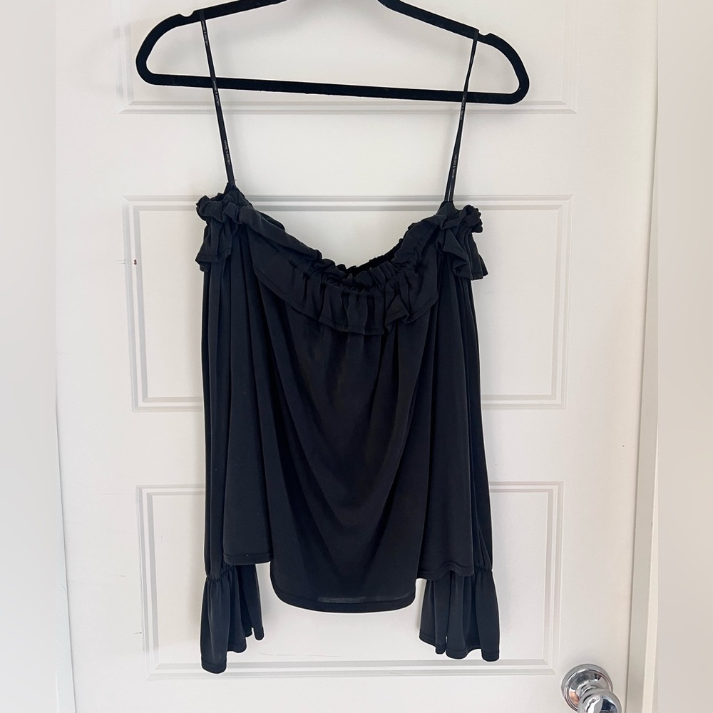 Harlowe & Graham Black Ruffle Off-Shoulder Blouse